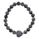 Браслет Сердце из нат.камня Обсидиан снежный 8мм BS-SM-S-14