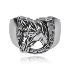 Безразмерное кольцо Конь и подкова (на удачу), 1,5см KL571