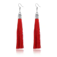 Серьги-кисточки, 7,5х1х1см, цвет красный SE306-02