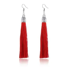 Серьги-кисточки, 7,5х1х1см, цвет красный SE306-02