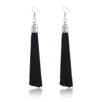 Серьги-кисточки, 7,5х1х1см, цвет черный SE306-03