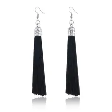 Серьги-кисточки, 7,5х1х1см, цвет черный SE306-03