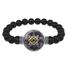 Браслет из черного агата Звезда Руси BSBA-093