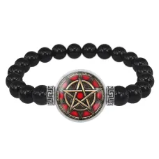 Браслет из черного агата Пентаграмма BSBA-097