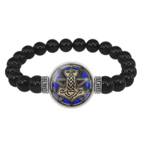 Браслет из черного агата Молот Тора BSBA-106