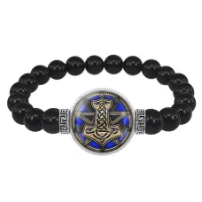 Браслет из черного агата Молот Тора BSBA-106
