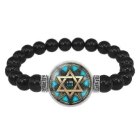 Браслет из черного агата Звезда Давида BSBA-109