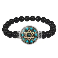 Браслет из черного агата Звезда Давида BSBA-109