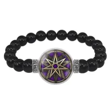Браслет из черного агата Звезда магов BSBA-110