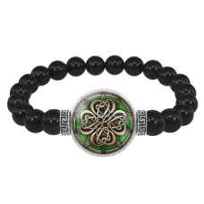 Браслет из черного агата Клевер удачи BSBA-117