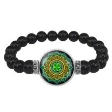 Браслет из черного агата Мандала Удачи BSBA-123