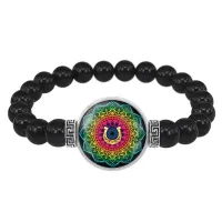 Браслет из черного агата Мандала Счастья BSBA-125
