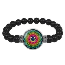 Браслет из черного агата Мандала Счастья BSBA-125