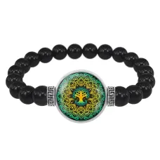 Браслет из черного агата Мандала Помощи и защиты BSBA-134