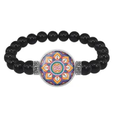 Браслет из черного агата Мандала Долголетия BSBA-138