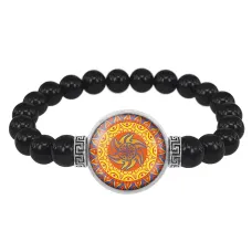 Браслет из черного агата Мандала Солнца BSBA-139