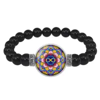 Браслет из черного агата Мандала Бесконечности BSBA-148