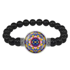 Браслет из черного агата Мандала Бесконечности BSBA-148