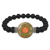 Браслет из черного агата Мандала Ганеши BSBA-150