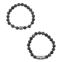 Парные браслеты Сова, обсидиан BJBS-391-02