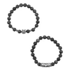 Парные браслеты Сова, обсидиан BJBS-391-02
