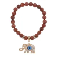 Браслет Слон (мудрость, сила, долголетие) синт.камень Корич. авантюрин 8мм BS-CR-0211
