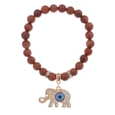 Браслет Слон (мудрость, сила, долголетие) синт.камень Корич. авантюрин 8мм BS-CR-0211