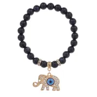 Браслет Слон (мудрость, сила, долголетие) синт.камень Синий авантюрин 8мм BS-CR-0212