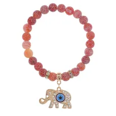 Браслет Слон (мудрость, сила, долголетие) нат.камень Африканский агат 8мм BS-CR-0214