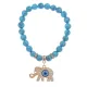Браслет Слон (мудрость, сила, долголетие) синт.камень Бирюза 8мм BS-CR-0215