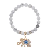 Браслет Слон (мудрость, сила, долголетие) нат.камень Кахолонг 8мм BS-CR-0217