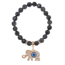 Браслет Слон (мудрость, сила, долголетие) нат.камень Лабрадор 8мм BS-CR-0218