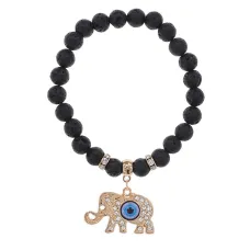 Браслет Слон (мудрость, сила, долголетие) нат.камень Лава 8мм BS-CR-0219