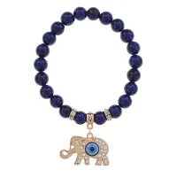 Браслет Слон (мудрость, сила, долголетие) нат.камень Лазурит 8мм BS-CR-0220