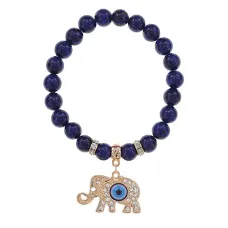Браслет Слон (мудрость, сила, долголетие) нат.камень Лазурит 8мм BS-CR-0220