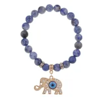 Браслет Слон (мудрость, сила, долголетие) нат.камень Содалит 8мм BS-CR-0228