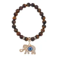 Браслет Слон (мудрость, сила, долголетие) нат.камень Тигровый глаз 8мм BS-CR-0229