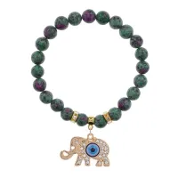 Браслет Слон (мудрость, сила, долголетие) синт.камень Цоизит 8мм BS-CR-0232
