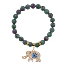 Браслет Слон (мудрость, сила, долголетие) синт.камень Цоизит 8мм BS-CR-0232