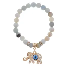Браслет Слон (мудрость, сила, долголетие) нат.камень Амазонит 8мм BS-CR-0236