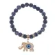 Браслет Слон (мудрость, сила, долголетие) нат.камень синий Африк. агат 8мм BS-CR-0237