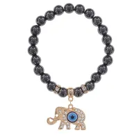 Браслет Слон (мудрость, сила, долголетие) синт.камень Гематит (не магнит.) 8мм BS-CR-0238
