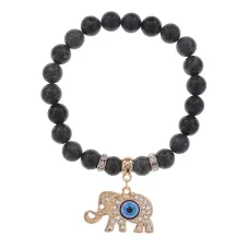 Браслет Слон (мудрость, сила, долголетие) нат.камень Змеевик 8мм BS-CR-0239