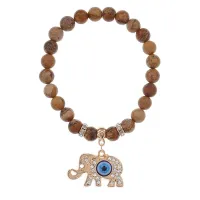 Браслет Слон (мудрость, сила, долголетие) нат.камень Песочная яшма 8мм BS-CR-0240