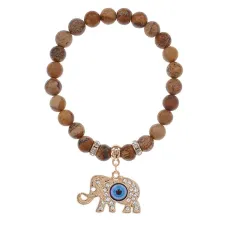 Браслет Слон (мудрость, сила, долголетие) нат.камень Песочная яшма 8мм BS-CR-0240