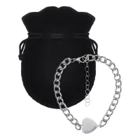 Браслет цепь нерж.сталь с Сердцем из нат.камня Кахолонг BSS-01