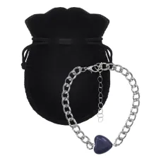 Браслет цепь нерж.сталь с Сердцем из нат.камня Лазурит BSS-03