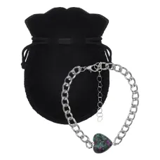 Браслет цепь нерж.сталь с Сердцем из синт.камня Цоизит BSS-05