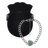 Браслет цепь нерж.сталь с Сердцем из нат.камня Нефрит BSS-06