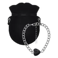 Браслет цепь нерж.сталь с Сердцем из нат.камня Черный агат BSS-08